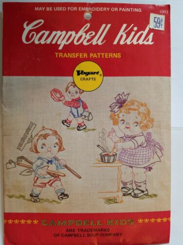 Sewing Transfer Pattern Vtg 4103 Campbell Soup Kids Vogart Embroidery Painting