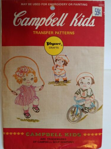 Sewing Transfer Pattern 4102 Vtg Campbell Soup Kids Vogart Embroidery Painting