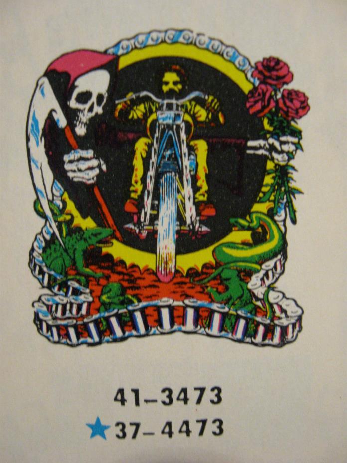 1975 The Rat's Hole Biker Grim Reaper Motorcycle Chain Skull Death Rose Transfer