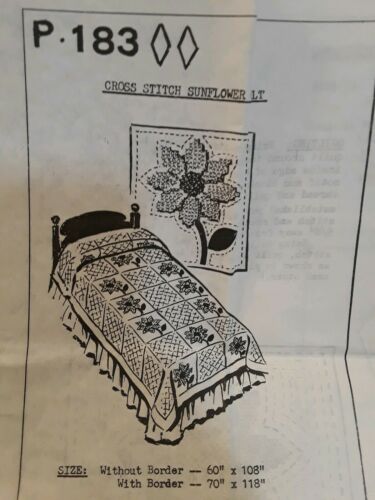 Vintage Sunflower Cross Stitch Bedspread Transfer Pattern