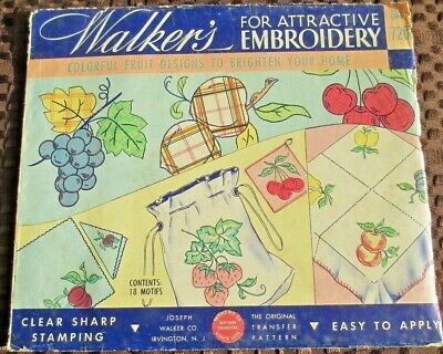 Vintage Walker Hot Iron Transfer 720 Fruit Motifs To Applique or Embroider,1940s