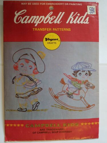 Sewing Transfer Pattern 4106 Vtg Campbell Soup Kids Vogart Embroidery Painting