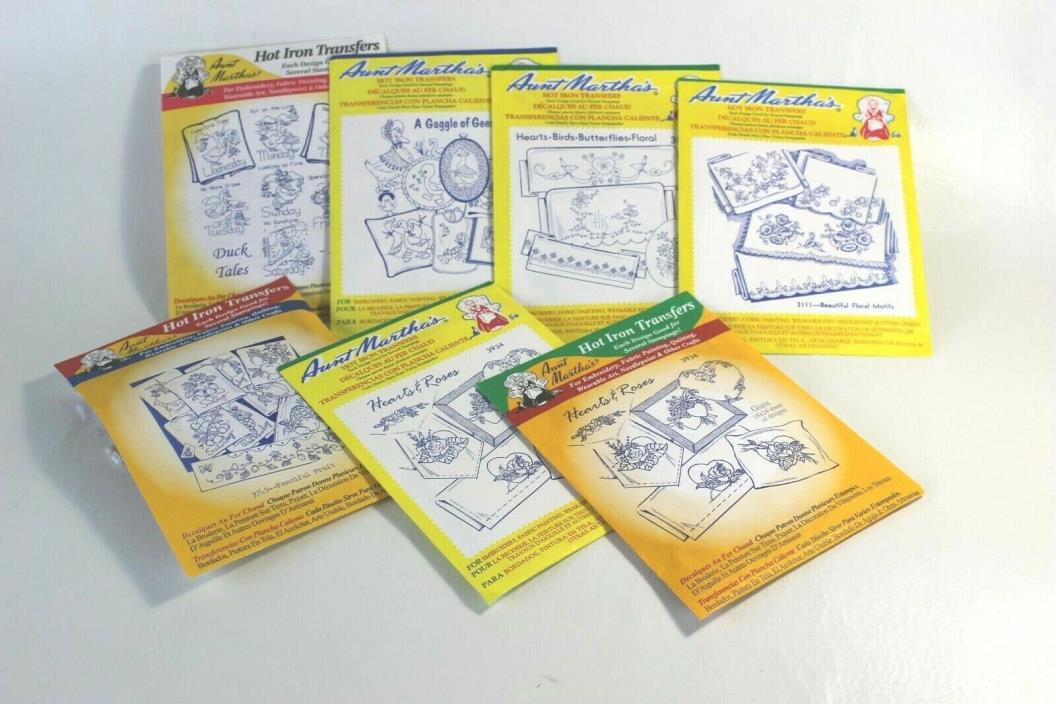 Aunt Martha's Hot Iron Transfers  Vintage   Lot of 7 pkgs  Embroidery