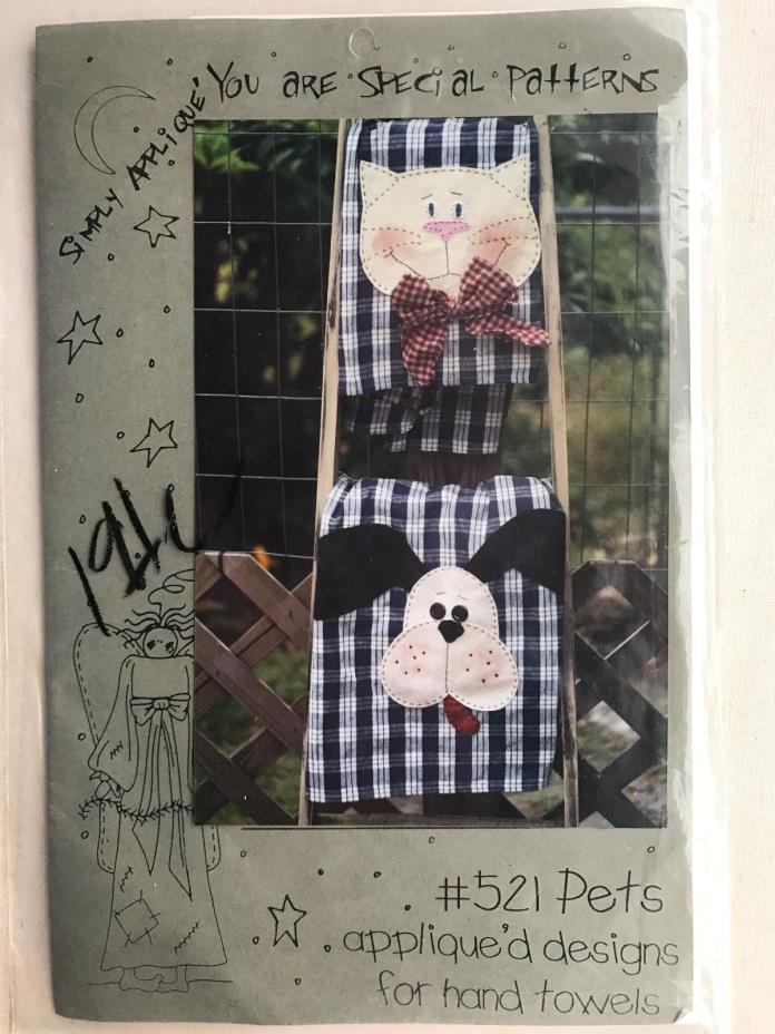 Simply Applique pattern #521 Pets Dog & Cat applique for towels & more uncut
