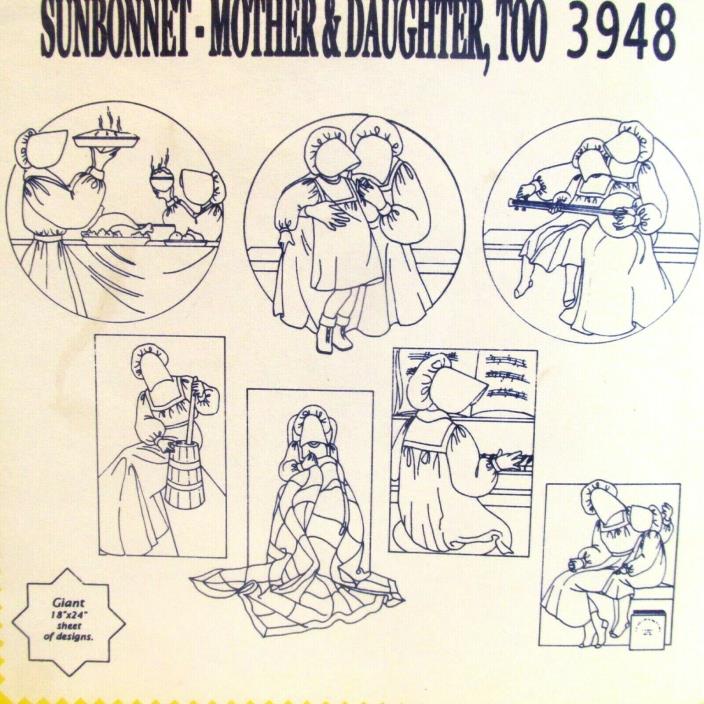 Aunt Marthas Hot Iron Transfers Sunbonnet Mother Daughter Too Needlework Designs