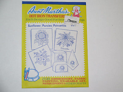 Aunt Martha's Hot Iron Tranfers Sunflower/Pansies/Poinsettia