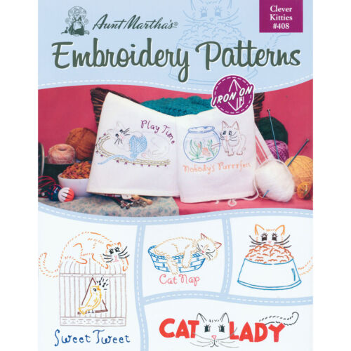 Aunt Martha's Iron-On Transfer Book-Clever Kitties - 3 Pack