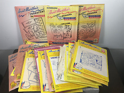 Lot (x20) Aunt Martha's Hot Iron Transfers Embroidery Birds Animals Cats Dogs