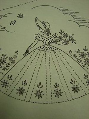 Vintage Southern Belle Embroidered Pillowcases Pattern Fancy Ribbons & Lace 40s