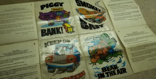 4 Vintage Iron On Transfers - CB Radio Truckers Bear in Air Smokey Bait 7 x 5.5