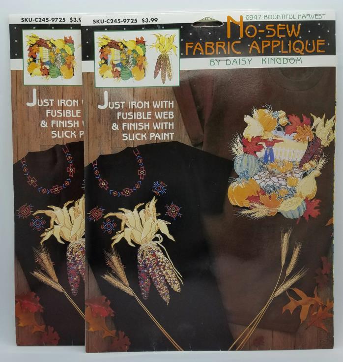 No-Sew Fabric Applique 6947 Bountiful Harvest Daisy Kingdom Lot of 2 Autumn NOS