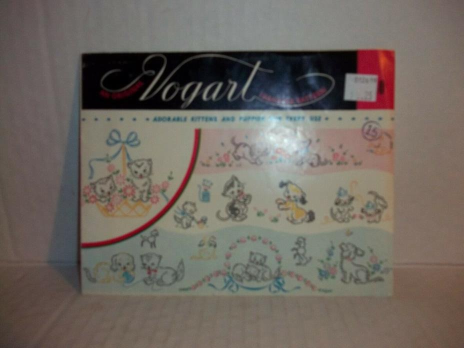 VOGART transfer pattern Cute Kittens & Puppies Embroidery Hot iron design vtg