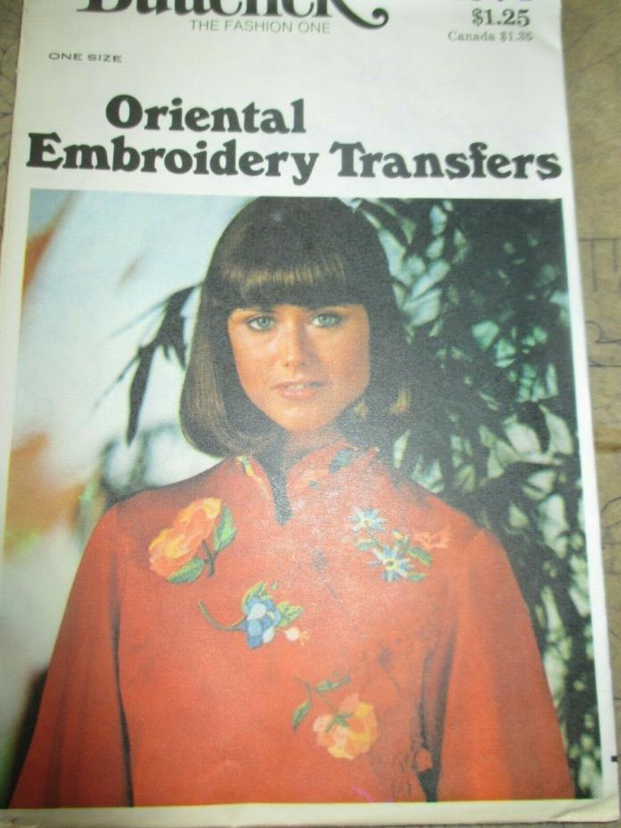 VINTAGE Butterick IRON-ON Embroidery TRANSFERS - #4574 ORIENTAL THEME