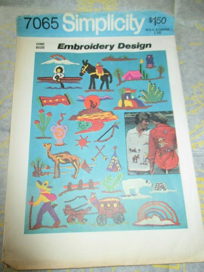 VINTAGE Simplicity IRON-ON Embroidery TRANSFERS - #7065 SOUTHWEST