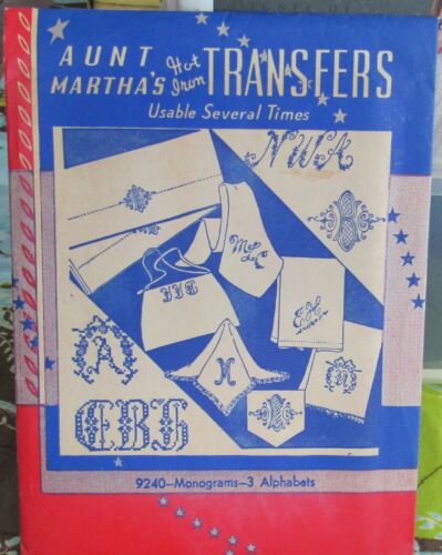 Vintage Aunt Martha's 9240 Monograms 3 Alphabets Embroidery Transfer Pattern FF