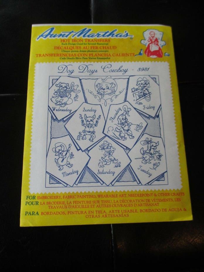 VINTAGE Aunt Martha's IRON-ON Embroidery TRANSFERS - #3371 CROSS STITCH DISHES