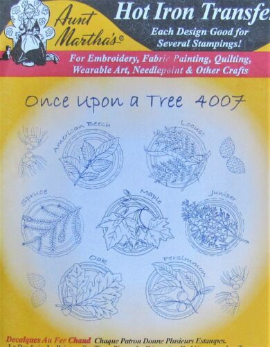 Aunt Martha's 4007 Once Upon a Tree Leaf Pinecone Embroidery Transfer Pattern FF