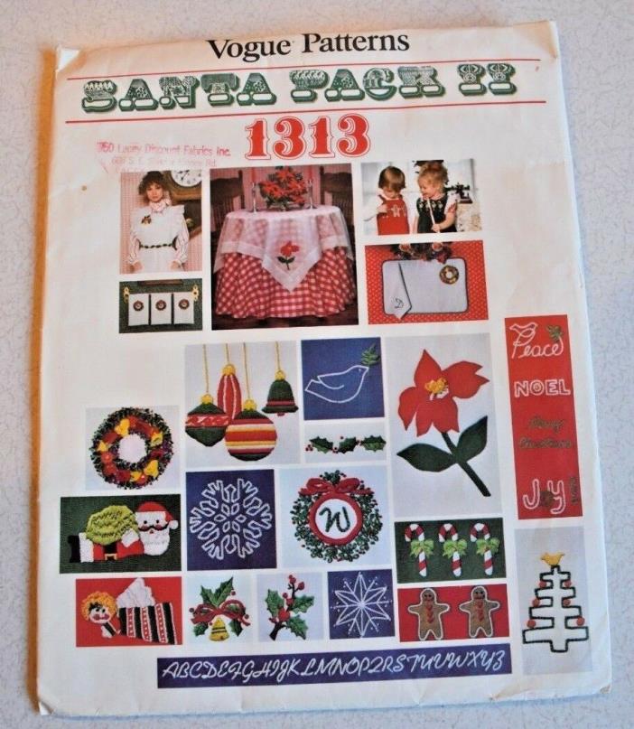 Vogue Uncut Santa Pack Christmas Motif Embroidery Transfer Pattern #1313 Heatset
