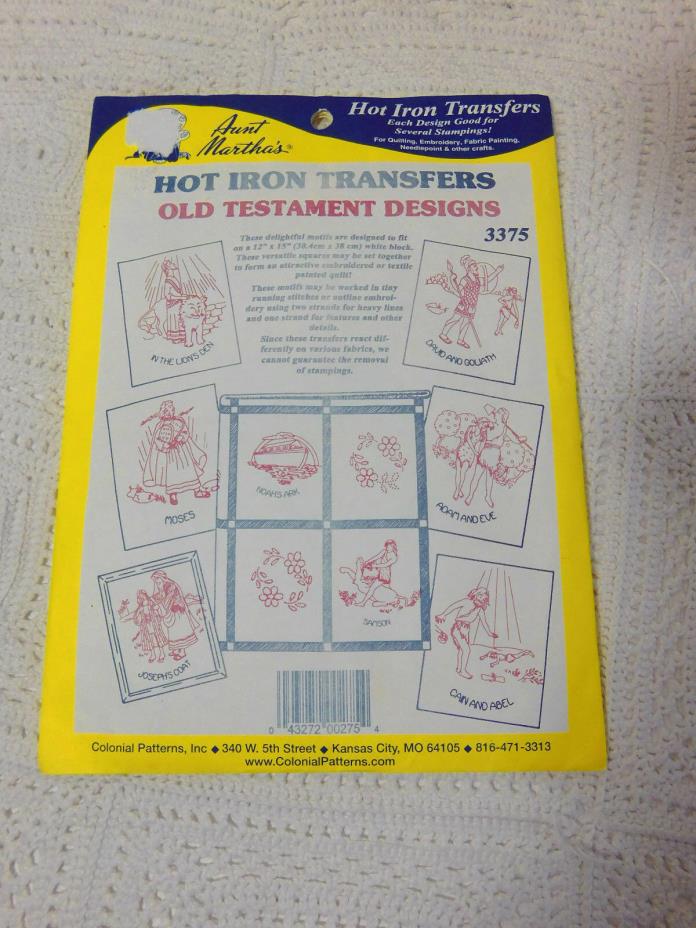 Hot Iron Transfers Aunt Marthas Old Testament Designs Quitlting Embroidery NEW