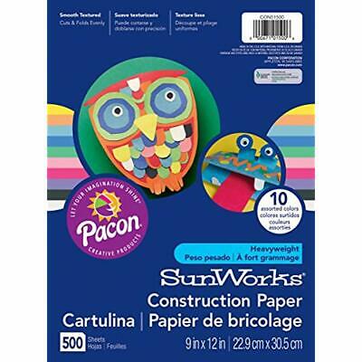 SunWorks Construction Paper, 10 Assorted Colors, 9" X 12", 500 Sheets