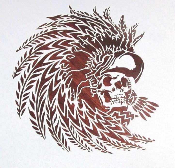 Skull with Native American Headdress Stencil Template Reusable 10 mil Mylar