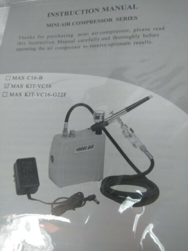 Master Airbrush MAS KIT-VC16-B22 Portable Mini Airbrush Air Compressor Kit New