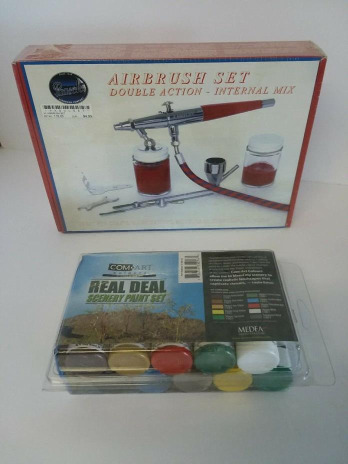 NIB Paasche Airbrush Set P221-Doulbe Action-Internal Mix-Siphon Feed-with paint