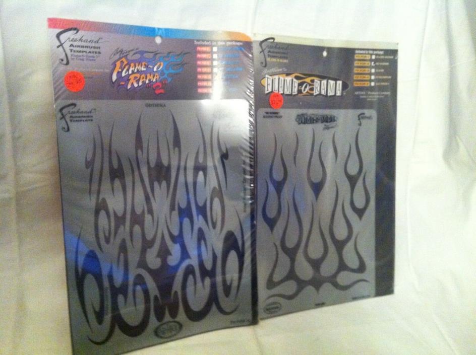 2 RARE Artool Freehand Craig Fraser Flame O Rama 2 fire Airbrush Paint Stencil