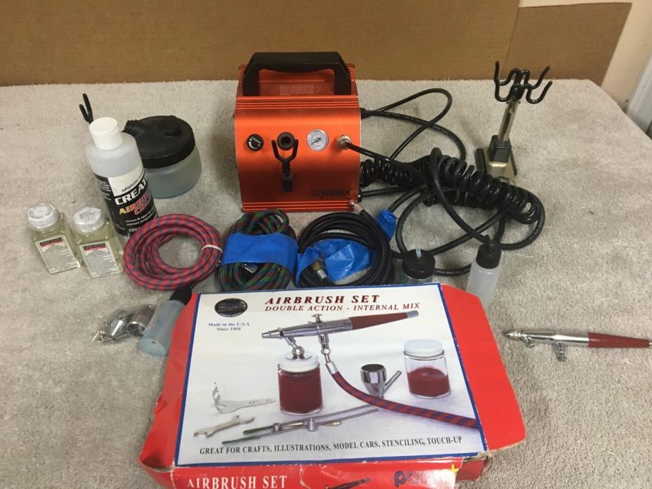 Sparmax AC-27 Airbrush Compressor With Paasche Airbrush, Hoses, and many extras