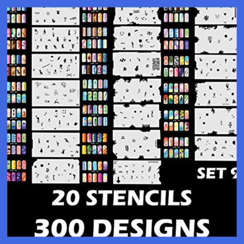 Airbrush Nail Stencils Design Series Set # 9 Includes 20 Individual Templates W
