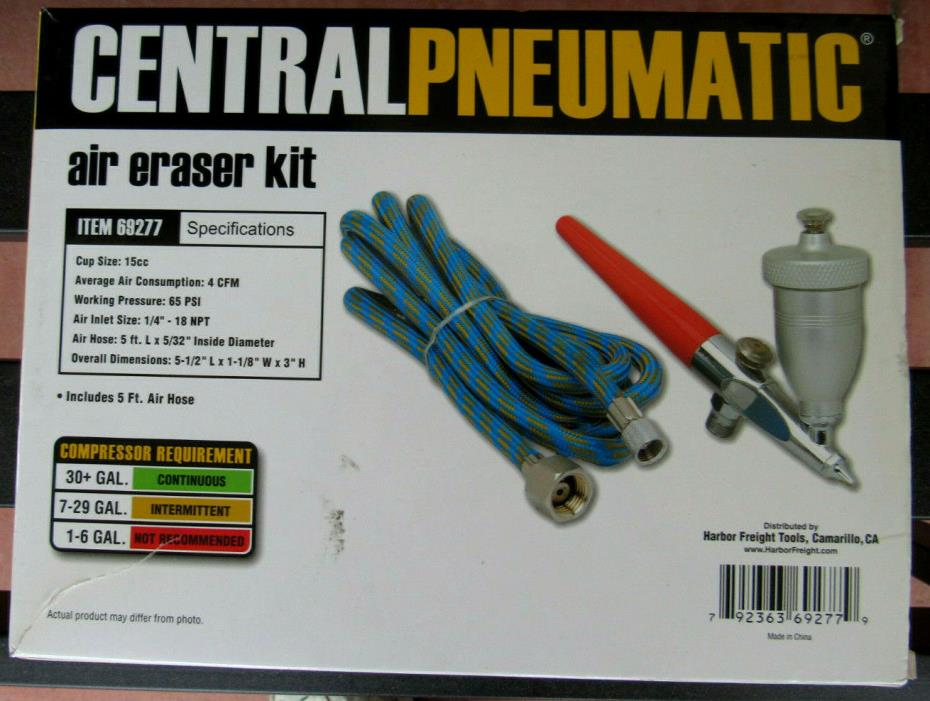 Central Pneumatic Air Eraser Kit - Airbrush-Style Etcher, Abrasives Sandblaster