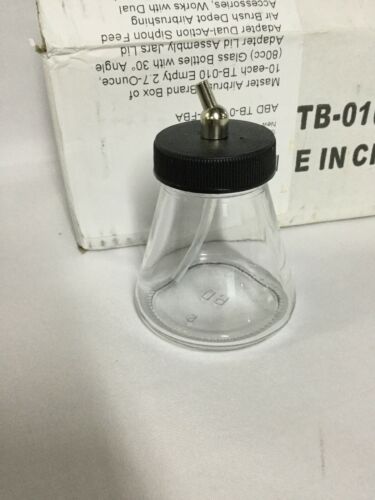 10 Glass 2.7oz 80cc Airbrush Bottles Jars Lid Adapter Dual-Action Siphon Feed