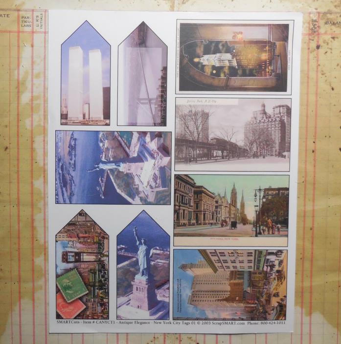Collage Sheet New York City Post Cards & Tags Junk Book Altered Art Scrapbook