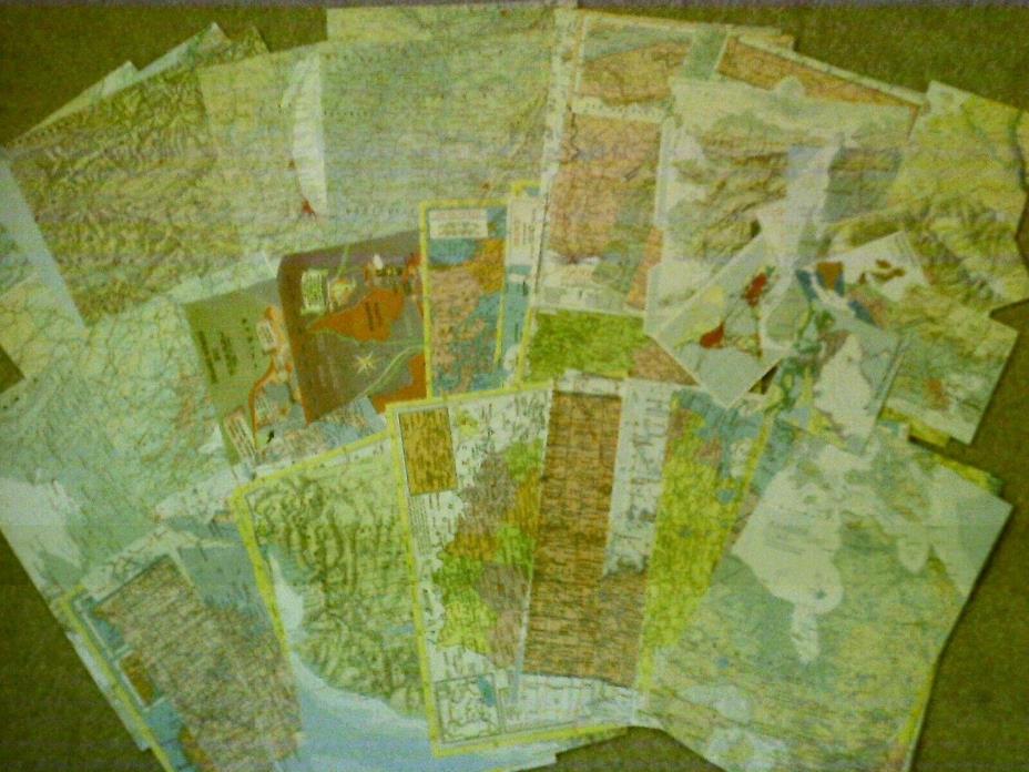 (3F) VINTAGE ephemera MAPS  paper crafting LOT-scrapbooking ART collage