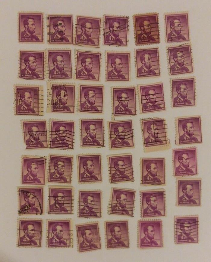 Stamp US 4 Cent Purple Abraham Lincoln Stamp 42 Used Crafts Collage Supplies