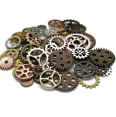 100 Gear (Approx 80pcs) DIY Assorted Color Antique Metal Steampunk Gears Charms