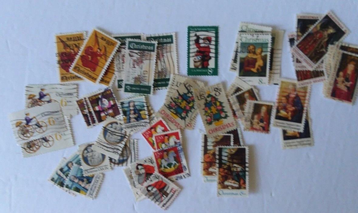 Christmas US  stamps 40 used ephemera paper collectibles lots stamp lots