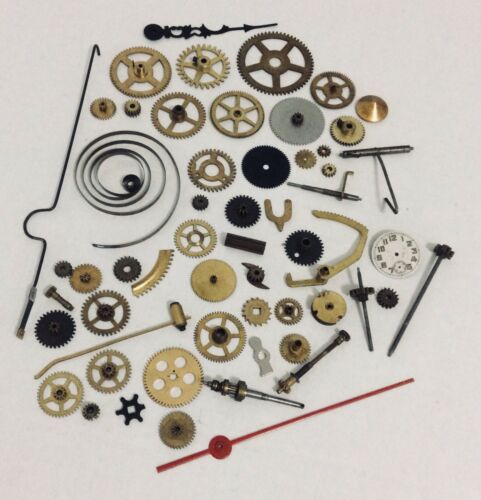 LOT OF VTG CLOCK PARTS & GEARS FOR STEAMPUNK - ALTERED ART - CRAFTS - JEWELRY