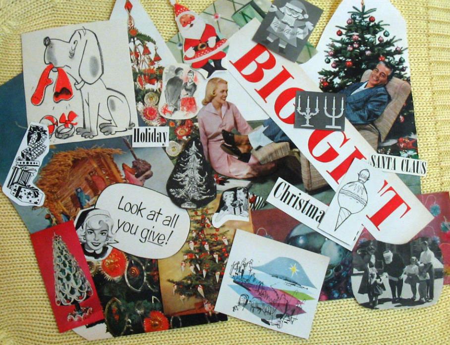 60+ Vintage Christmas images from 50s - scrapbooking, mixed media, altered art