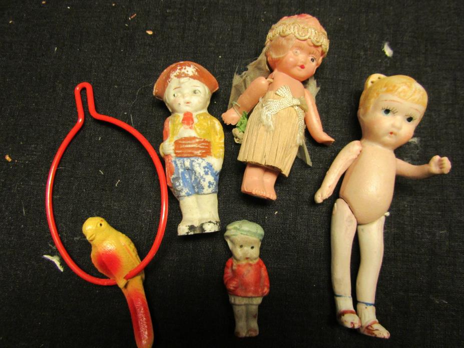 STEAMPUNK ALTERED ART NEEDFUL THINGS LOT! ALL BISQUE  DOLLS  & CELL.BIRD