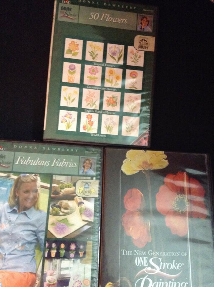 Donna Dewberry lot 3 DVD DVDs 50 Flowers- Fabulous Fabrics-one stroke painting