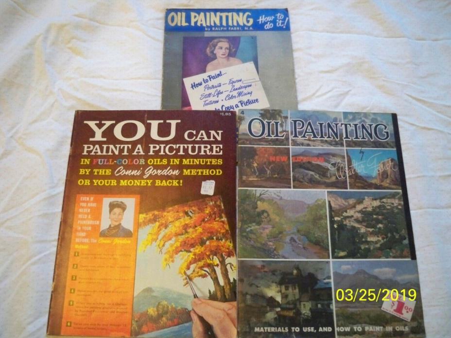 Vtg 1960 Conni Gordon You Can Paint a Picture Book Oil Painting Instructions lot