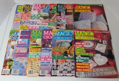 Vtg Magic Crochet Magazines Lot of 14 1989-2000 Tons of Designs Free Ship