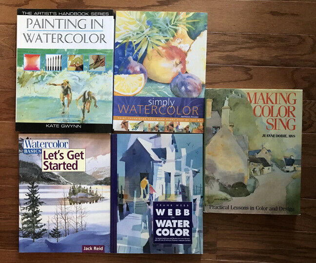 Lot, 5 Watercolor Instruction Books, Art, In Fair condition, Used