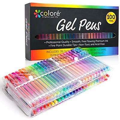 Gel Pens Set Of 100 Drawing Art Markers For Adult Coloring Books - Get RARE