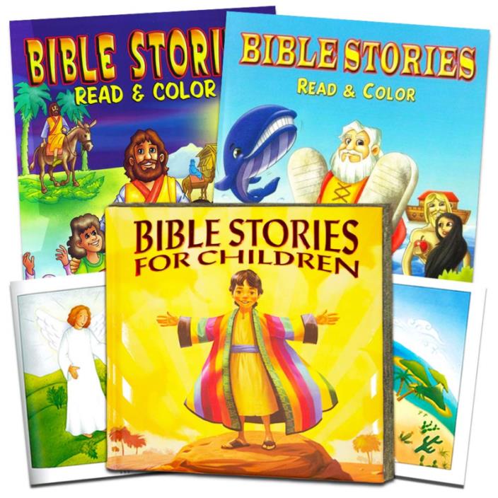 Bible Story Book Super Set for Kids Toddlers -- Deluxe Illustrated First, Colori