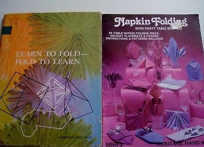 NAPKIN FOLDING Lot 2 Booklets Learn To Fold Vintage Table Settings Holidays