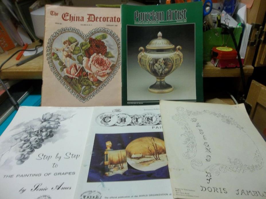Lot of 5 vintage Mags-- China Painter, Porcelain Artist, China Decorator, FREE S