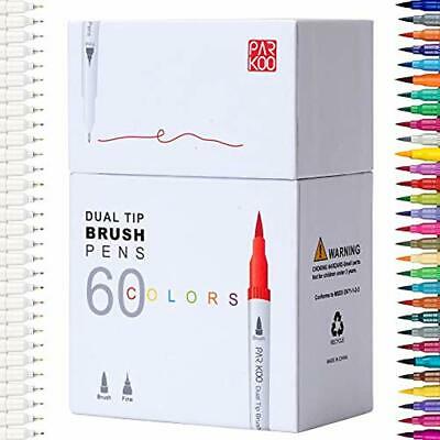 Pens Dual Tip Brush Art Markers Fineliner, 60 Colors Highlighters For Adult