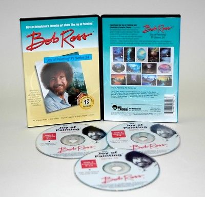 BOB ROSS JOY OF PAINTING SERIES 24/ 3 DVD SET/6 1/2 HRS AND 13 PAINTINGS/O SHIP[